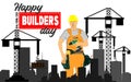 Builders day, engineers day, crane operators day, architects day, labor day concept vector illustration Royalty Free Stock Photo