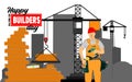 Builders day, engineers day, crane operators day, architects day, labor day concept vector illustration Royalty Free Stock Photo