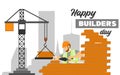 Builders day, engineers day, crane operators day, architects day, labor day concept vector illustration Royalty Free Stock Photo