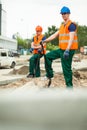 Builders having break