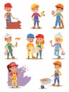 Builders kids vector set.