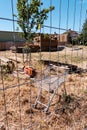 Builders Material Storage Area Secured By Wire Fencing