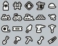 Builders Site Or Construction Site Icons White On Black Sticker Set Big