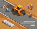 Road Construction Isometric Composition