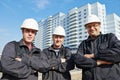 Builders team at construction site
