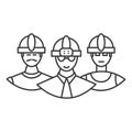 Builders team vector line icon, sign, illustration on background, editable strokes