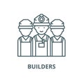 Builders vector line icon, linear concept, outline sign, symbol