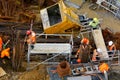 Builders work in construction building site