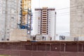 Builders work at the construction site