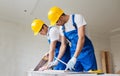 Builders working with arm-saws