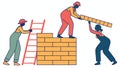 Builders working as a team on a construction site illustration, vector design Generative AI Royalty Free Stock Photo