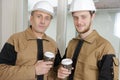 Buildesr on coffee break Royalty Free Stock Photo