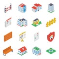 Buildings Accessories Isometric Icons Pack