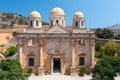 Building of Aghia Triada monastery, located near Chania town, Crete island, Greece Royalty Free Stock Photo