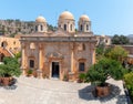 Building of Aghia Triada monastery, located near Chania town, Crete island, Greece Royalty Free Stock Photo