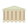 The building of the Ancient Greek and Roman Temple with columns. Isolated cartoon flat vector illustration Royalty Free Stock Photo