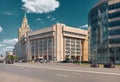 The building of the Arbitration Court of the Moscow Region, as seen from Academician Sakharov Avenue: Moscow, Russia - 26 May,