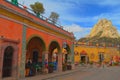 Rocky crag and houses in Bernal town queretaro mexico IV