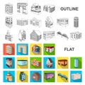 Building and architecture flat icons in set collection for design.The building and dwelling vector isometric symbol