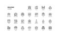 Building architecture public service urban detailed outline line icon set