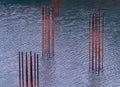 Building armature in water industrial background Royalty Free Stock Photo