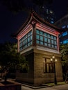 Building in asian ancient style nigh shot in beautiful evening lights Royalty Free Stock Photo