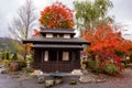 building at autumn park in Kawaguchiko Royalty Free Stock Photo