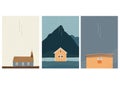 Building background with mountain elements vector. Architecture template with copy space with geometric pattern.