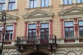 Building with balcony on Mlynska street in Kosice Royalty Free Stock Photo