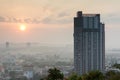 Building with beautiful skyscrape during sunrise at Pattaya city, Thailand