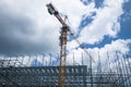 Building is being constructed with use of tower crane Royalty Free Stock Photo
