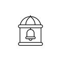 building, bell line icon on white background