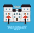 Building bellboy hotel service icon, vector