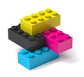Building blocks of four printing process colors 3D Royalty Free Stock Photo