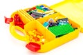 building blocks set starter in a plastic luggage