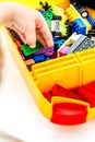 building blocks set starter in a plastic luggage