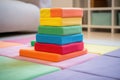 building blocks tower on a soft mat Royalty Free Stock Photo