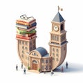 Building with books and clock tower Royalty Free Stock Photo
