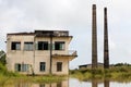 Building brick chimney. Royalty Free Stock Photo