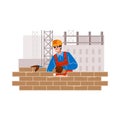 Building brick wall at construction site Royalty Free Stock Photo