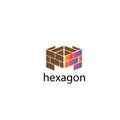 Building bricks creative logo hexagon color illustration design vector