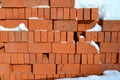 Building bricks in the snow. Royalty Free Stock Photo