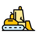 Building bulldozer icon color outline vector