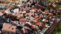 Pile of brick rubble from a demolished building Royalty Free Stock Photo
