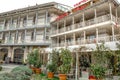 The building is a cafe restaurant in the center of Tbilisi, Europe Square.