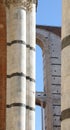 Building called FACCIATONE the unfinished part of the cathedral of Siena in Italy between the columns Royalty Free Stock Photo