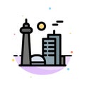 Building, Canada, City, Famous City, Toronto Abstract Flat Color Icon Template