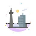 Building, Canada, City, Famous City, Toronto Abstract Flat Color Icon Template