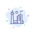 Building, Canada, City, Famous City, Toronto Blue Icon on Abstract Cloud Background