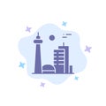 Building, Canada, City, Famous City, Toronto Blue Icon on Abstract Cloud Background